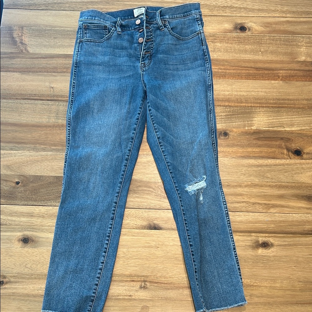 J. Crew Distressed Blue Ankle Jeans